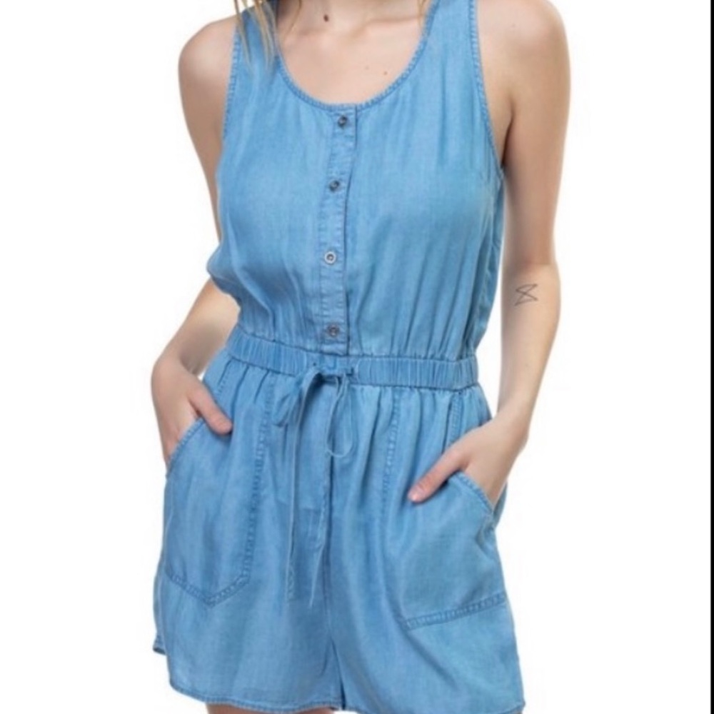 Red Dress Boutique Chambray Blue Romper